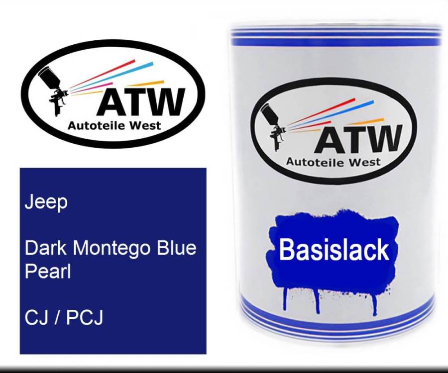 Jeep, Dark Montego Blue Pearl, CJ / PCJ: 500ml Lackdose, von ATW Autoteile West.